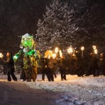 The Green man approaching Jack Frost ready to do battle.